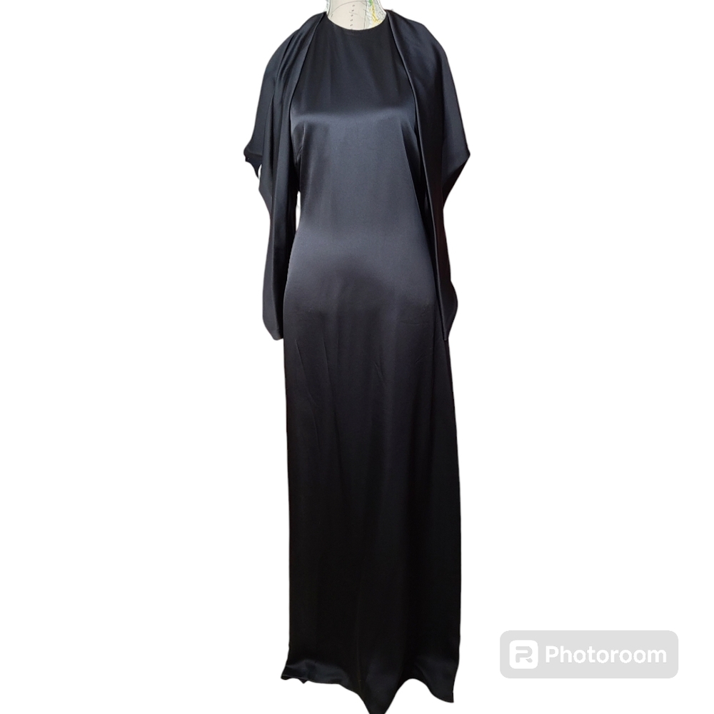 Jonathan Simkhai Caitlyn Size 2 Black Fluid Backless Silver Chainlink Maxi Gown - Picture 2 of 16